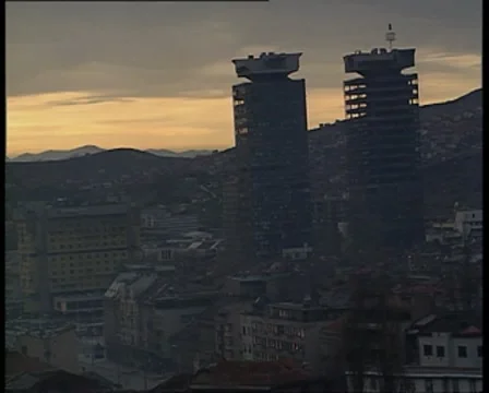 Sarajevo destroyed towers 스톡 동영상 8764284