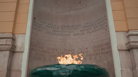 Sarajevo Forever Fire Monument2 Stock Footage 138688936