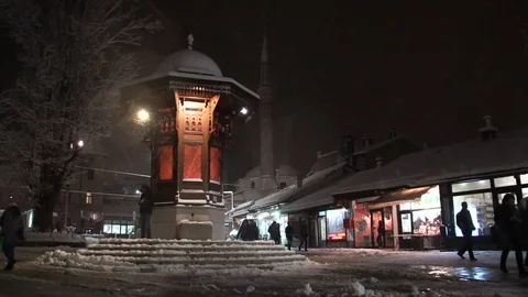 Sarajevo Old Town during a winter Stock Footage 84677343