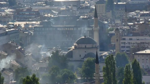 Sarajevo panoramic view, Begova Mosque Video stock 42108725