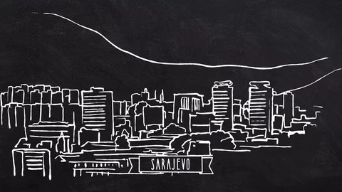 Sarajevo Skyline self drawing lines Stock Footage 75780778