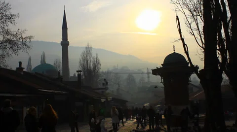 Sarajevo at sunset Stock Footage 35458100