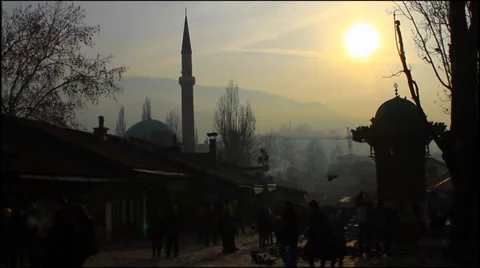 Sarajevo at sunset 스톡 동영상 35458133