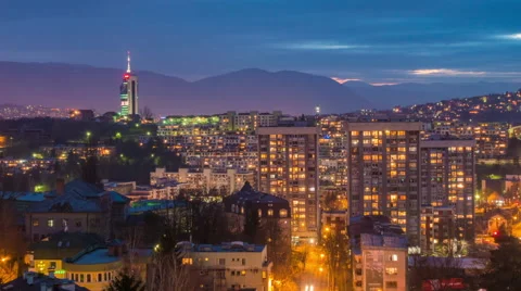 Sarajevo Time-lapse Day to night 库存影片 48638430