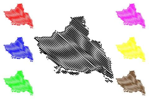 Saran district (Bihar State, division, Republic of India) map vector illustra Stock Illustration
