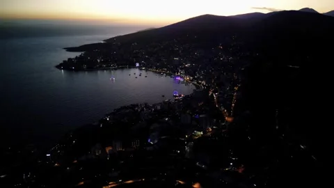 Saranda gulf - night view Stock Footage 286747150