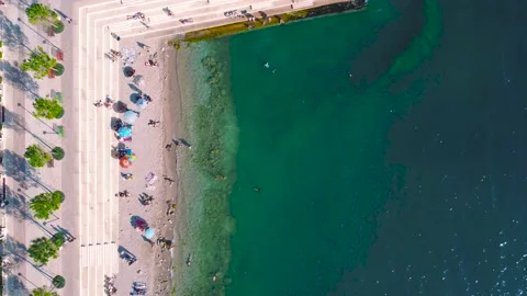 Saranda  Public Beach (Bird's View) Stock Footage 158407525
