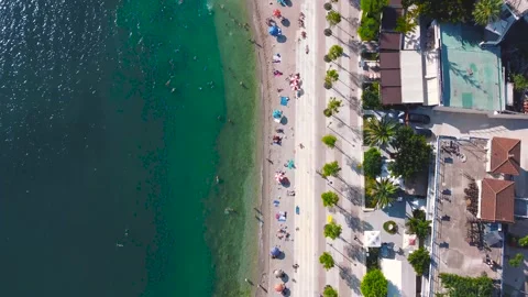 Saranda Public Beach (Bird's View) 스톡 동영상 158407574