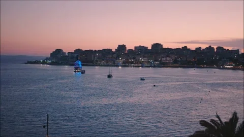 Saranda - Sea &amp; Ciry Sunset  Stock Footage 171166087