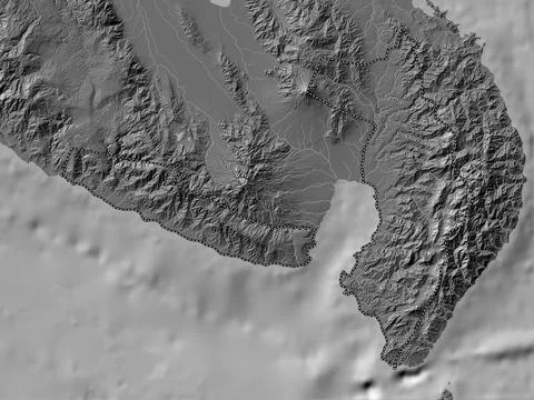 Sarangani, Philippines. Bilevel elevation map with lakes and rivers Stock Illustration