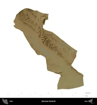 Saravan Central, Iran, isolated on white. Physical Stock Illustration