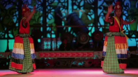 SARAWAK, MALAYSIA - JUNE 2012: Iban and Malay tribal performance Stock Footage 12174061