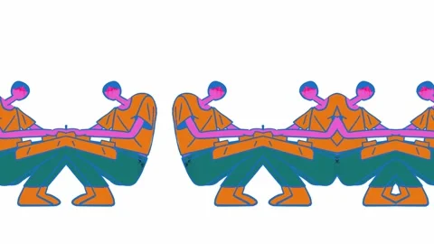 Sarcastic Animation with multiple people typing very fast on giant keyboard Stock Footage 144221332