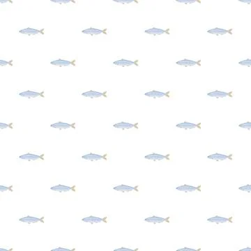 Sardine fish repeating pattern on white background Stock Illustration
