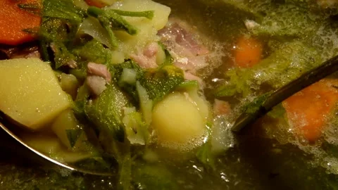 Sardine fish soup with nettle Video stock 314585762