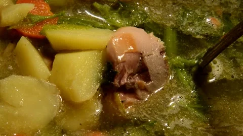 Sardine fish soup with nettle Stock Footage 314585772