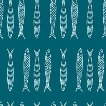 Sardine seamless pattern Stock Illustration