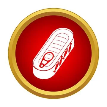 Sardine tin can icon inside red circle Stock Illustration