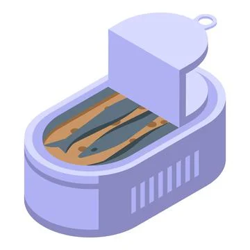 Sardine tin icon isometric vector. Ocean fish Stock Illustration