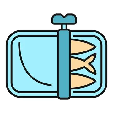 Sardine tin with pull tab opening canned fish Stock Illustration