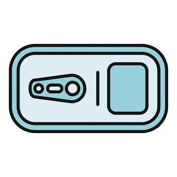Sardine tin rectangular metal canned fish icon Stock Illustration