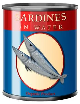 Sardines Fish in Tin Can Vector Stock Illustration