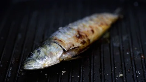 Sardines on grill Video stock 88798702