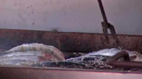 Sardines roasting on coal 3 Stock Footage 51947619