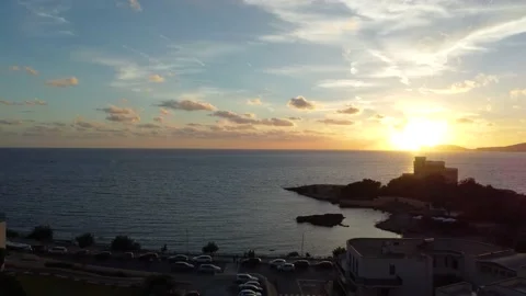 Sardinia, Alghero sunset aerial view Stock Footage 209547341