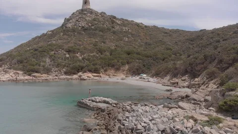 Sardinia Beach drone flyover Video stock 112872549