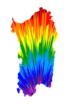 Sardinia - map is designed rainbow abstract colorful pattern, Italian Republi Stock Illustration