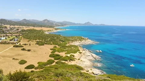 Sardinia Panoramic Landscape. Summer Concept. View from Mountain Monte Turno on  Stock Footage
