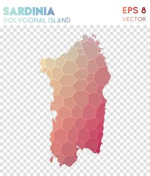 Sardinia polygonal map, mosaic style island. Memorable low poly style, mode.. Stock Illustration