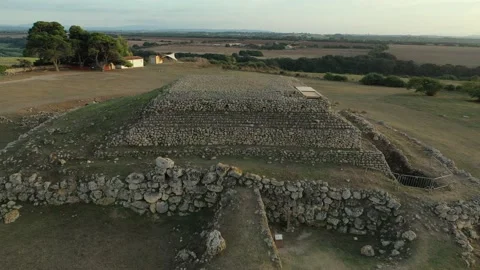 Sardinia Pyramid Platform Drone Flyover, Monte d'Accoddi, 4K Stock Footage 171389736