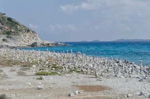 Sardinian beach with stone monuments Stock-Fotos