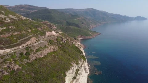 Sardinian coastline with cliffs and transparent waters near Alghero Stock Footage 308362345