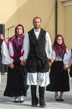 Sardinian group dance with typical clothes and folklore Stock Photos