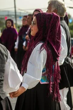 Sardinian group dance with typical clothes and folklore Stock Photos