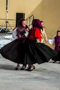 Sardinian group dance with typical clothes and folklore Stock Photos