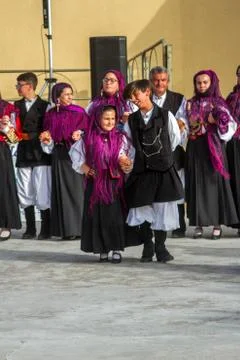 Sardinian group dance with typical clothes and folklore Stock Photos