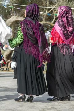 Sardinian group dance with typical clothes and folklore Stock Photos