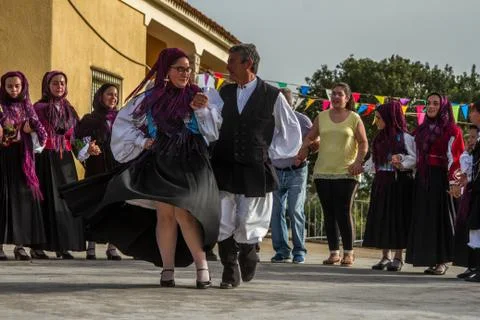 Sardinian group dance with typical clothes and folklore Stock Photos