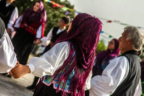 Sardinian group dance with typical clothes and folklore Stock Photos