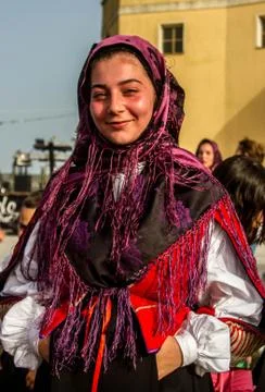 Sardinian group dance with typical clothes and folklore Stock Photos