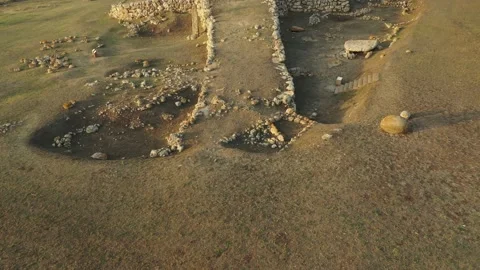 Sardinian Pyramid Short Drone Close-Up Front, Monte d'Accoddi, 4K Stock Footage 171390355