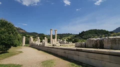 Sardis Artemis Temple Columns and Landscape in Turkey Stock Footage 337372912