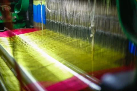 Saree making with motor loom Stock Photos