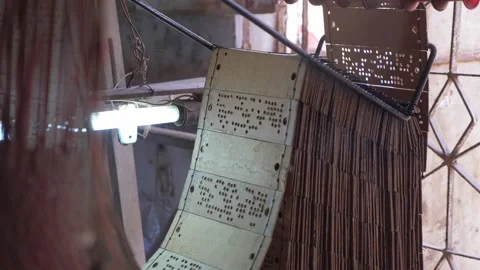 Saree weaving machine templates Video stock 135478192