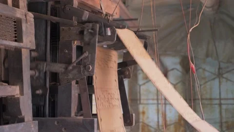 Saree weaving machine templates overview in Dhaka Stock Footage 135478144