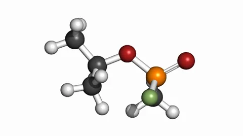 Sarin nerve agent, molecular model. Seamless rotations. Stock Footage 30205419